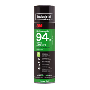 3M™ Hi-Strength Spray Adhesive 94 ET, Low VOC <20%, Clear, 24 fl oz Can (Net Wt 19.8 oz), 12/Case